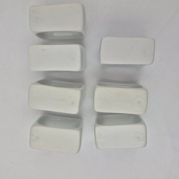 Crown Baccara Napkin Rings Modern Rectangle Porcelain Glossy Finish Set of 7 - Picture 11 of 13